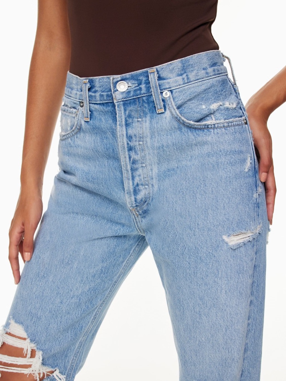 AGOLDE 90’S DISTRESSED LOOSE FIT JEANS, SZ 26 FALLOUT